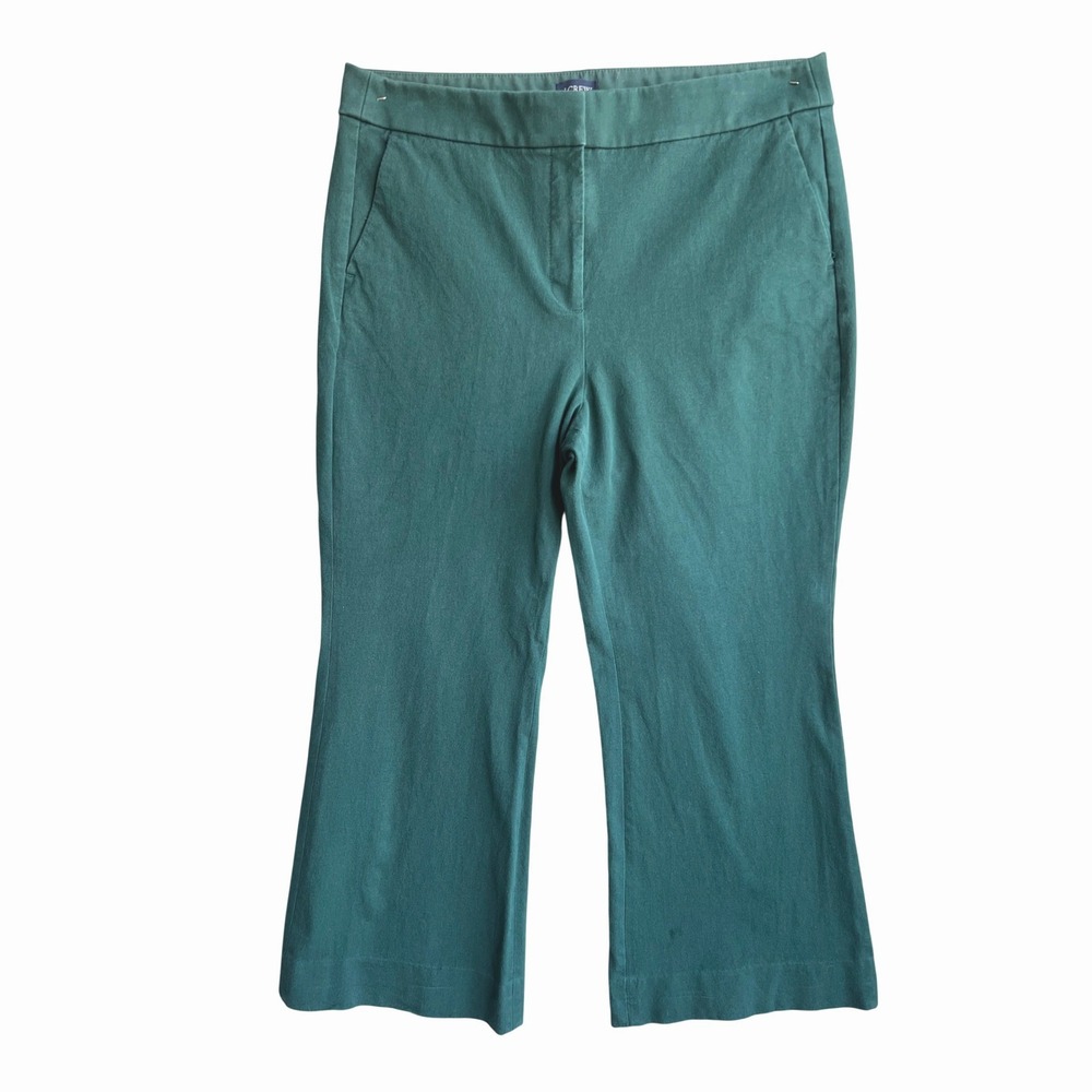 J.Crew Kelsey Pant Dark Green Cropped Flare Stretch Trousers Career Wmns 12
